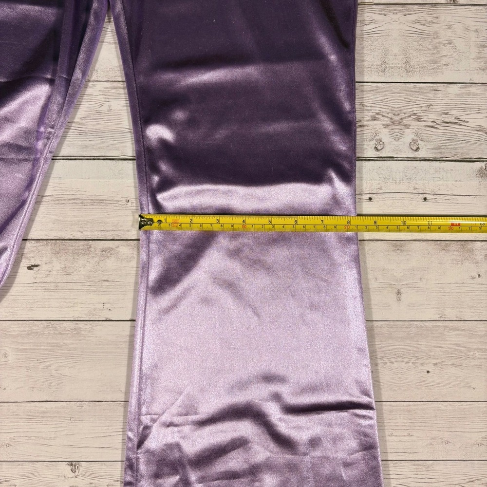 Princess Polly Purple Metallic Flare Pants Rave Festival Y2K Shimmer US 8 - Picture 11 of 13